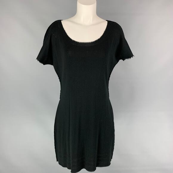 ISSEY MIYAKE Size M Black Knitted Raw Edged Shift Dress - Picture 1 of 6